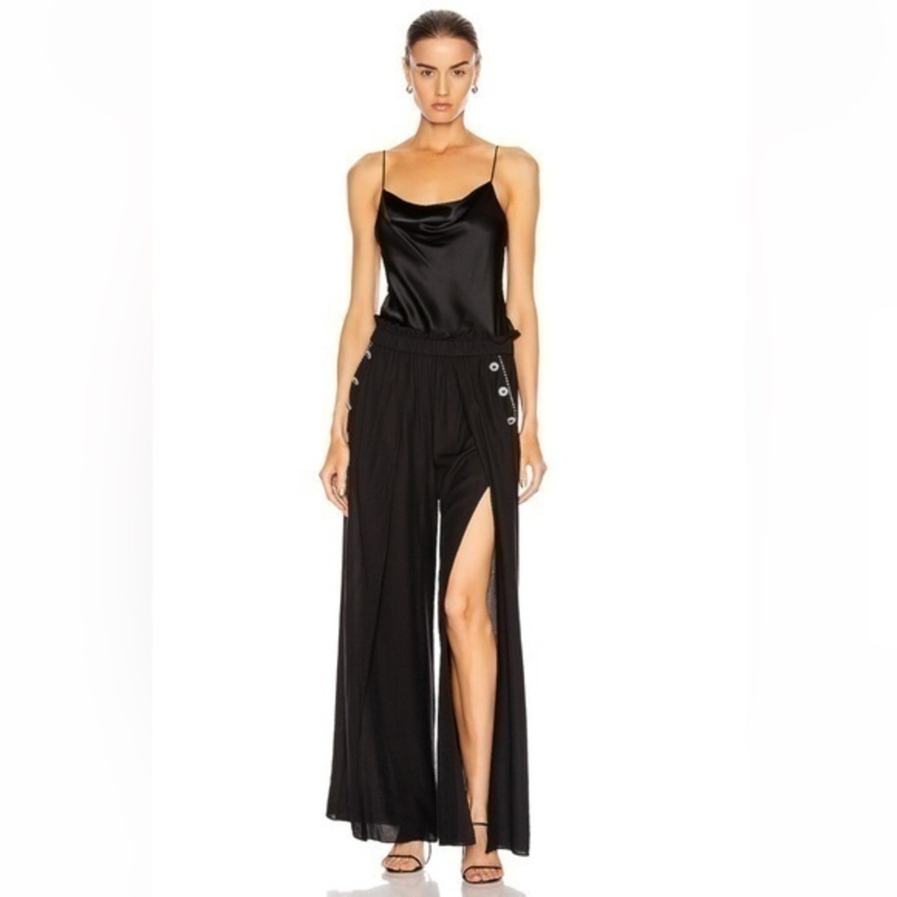 Medium Jonathon Simkhai Piped High Waisted Wide Leg Black Pants
